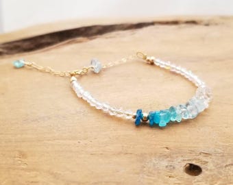 Ombre Aquamarine Bracelet, Ombre Apatite Bracelet, Apatite Bracelet, Swarovski Crystal Bracelet, Sumner Bracelet, Mom and Daughter Bracelet