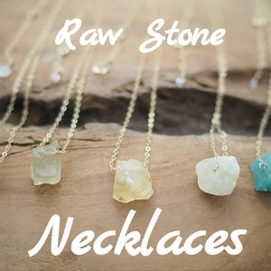 Raw Stone Necklace, Natural Stone Necklace, Raw Crystal Necklace, Clear Quartz Necklace, Lapis Lazuli Necklace, Rose Quartz Necklace,