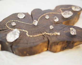 Collana Herkimer Diamanti, Collana Ciondolo Diamante Herkimer, Collana Pietra di Nascita aprile, Collana Diamanti Grezzi, Collana Cristallo Grezzo