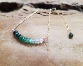 Ombre Emerald Bracelet, May Birthstone Bracelet, Ombre bracelet, Shaded Emerald Bracelet , tourmaline bracelet, Emerald Bar Bracelet