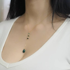 Ombre Sapphire Y Necklace, Sapphire Y Necklace, September Birthstone