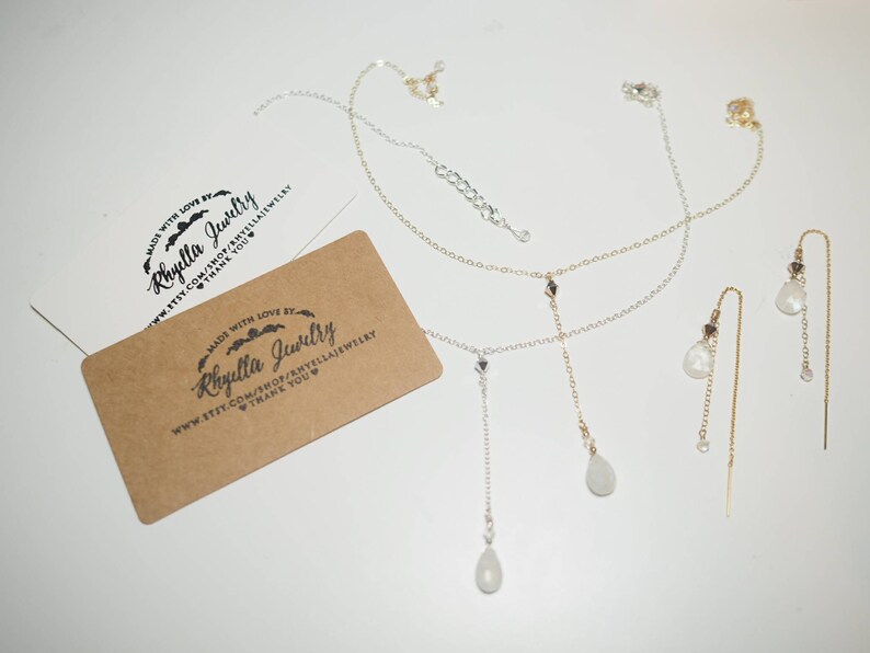 Moonstone Lariat Neckclace Dainty Lariat Neckclace Moonstone Y Necklace Gift for Her June Birthstone Gift for Her Dainty Y Necklace