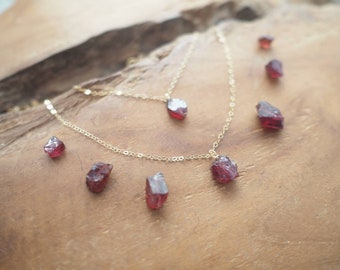 Raw Garnet Necklace, Raw Crystal Neckclace, Red Crystal Necklace, January Birthstone Necklace, Garnet Necklace, Silver Garner Necklace