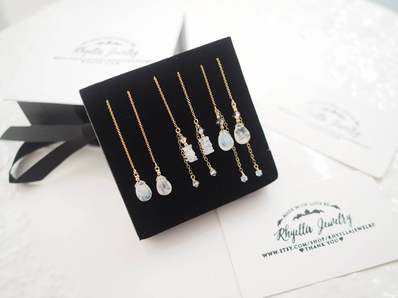 Moonstone Lariat Neckclace Dainty Lariat Neckclace Moonstone Y Necklace Gift for Her June Birthstone Gift for Her Dainty Y Necklace