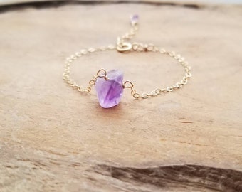 WHOLE SALE, Raw Amethyst Bracelet, Rough Amethyst Bracelet, Dainty Amethyst Bracelet, Purple Gemstone Bracelet, Gift for Her, Gift for Mom