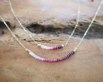 Ombre Ruby Necklace, Ombre Gemstone Necklace, July Birthstone Neckclace, July Birthday Gift, Genuine Ruby Necklace, Shaded Ruby Necklace,