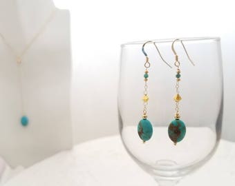Real Turquoise Earrings, Turquoise drop Earnings, Party Earrings, December Birthstone Earrings, Blue Long Earrings, Turquoise Long Earrings