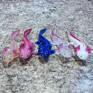 Axolotl, Axolotl 3D figurine, Resin Art, Desk Friends, Hand painted, Unique Animal, Cute Animal, Salamander