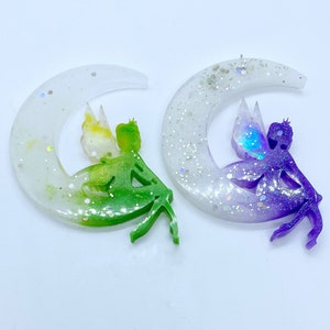 Resin Fairy Crescent Moon Suncatcher: Garden Decor
