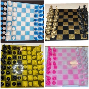 Chess set, Custom Resin Chess set, Chess Pieces, Checkers Pieces, Chess and Checker Board, Coffee Table Game, Board Games