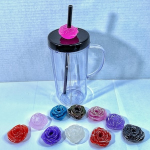 Rose Straw Topper, Straw Charm, Straw Buddy, Straw Decoration, Inspired Straw Topper, Drink Lover, Stocking Stuffer, Rosebud, Flower topper
