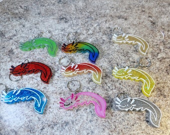 Axolotl Resin Keychain, Unique Animal Keyring, Bag Charm