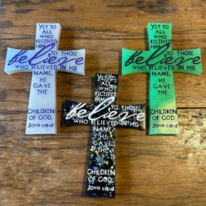 Believe Cross, Tabletop Cross,Bible Verse, Religious Art, Christian gift, Cross, Table Topper