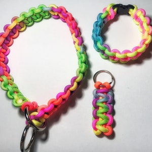 Best Friends Pet Pack, Handmade Single Colored Paracord Survival Bracelet, Dog Collar and Matching Keychain, You pick your color