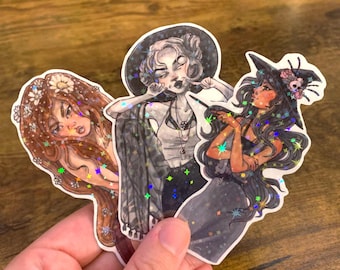 Holographic Witchy Women Stickers - Vinyl, Water Resistant Decals