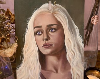 Original Art Daenerys "Dany" Targaryen from HBO's Game of Thrones - Acyrlic Portrait Study of Emilia Clarke