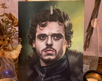 Original Art Robb Stark from a Game of Thrones - Acrylic Portrait Study of Richard Madden