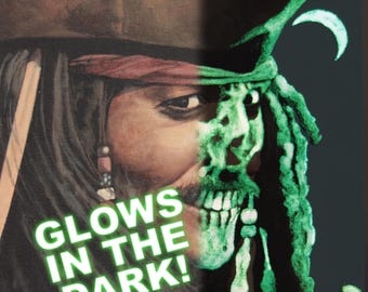 Glow in the Dark Print "Dead Men Tell No Tales" Hand Embellished, Limited Edition Art