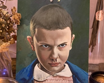 Original Art Eleven "El" from Strangers Things - Acrylic Portrait Study of Millie Bobby Brown