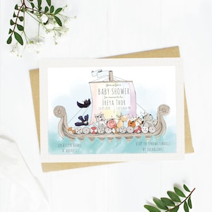 Viking Ship Baby Shower Digital Download Customizable Invitation