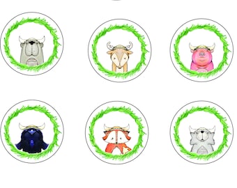 Viking Animal Cupcake Topper Digital Download