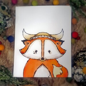 Viking Fox Watercolor Art Print Ref - Etsy