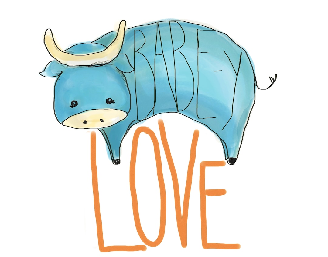 Watercolor Print Babe the Blue Ox Baby Love Print | Babe-y Love - Etsy