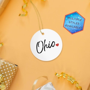 Ohio Custom Christmas Ornament | Personalized OH Travel Souvenir | Vacation Decoration | Housewarming Gifts | Stocking Stuffers