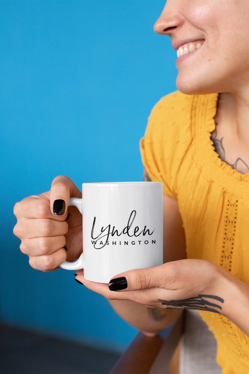 Lynden Washington Custom Coffee Mug Personalized Lynden WA Souvenir Travel Gift Choose from White, Black, Two-Tone image 2