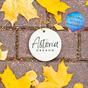 Astoria Oregon Custom Christmas Ornament | Personalized Astoria OR Souvenir | Vacation Travel Decoration | Housewarming Gift