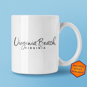 Virginia Beach Virginia Custom Coffee Mug | Personalized Virginia Beach VA Souvenir | Travel Gift | Choose from White, Black, Two-Tone