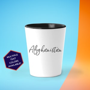 Afghanistan Custom Shot Glass Set | Personalized Afghanistan Asia Souvenir Barware | Vacation Travel Gifts | Going Away Present
