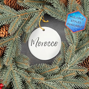 Morocco Custom Christmas Ornament | Personalized Morocco Souvenir | Africa Vacation Travel Decoration | Housewarming Gift