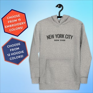 New York City New York Embroidered Hoodie | Unisex Pullover Hooded Sweatshirt | Cool Travel Souvenir for Men & Women | Plus Size Clothing