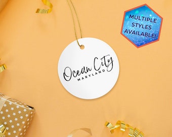 Ocean City Maryland Custom Christmas Ornament | Personalized Ocean City MD Souvenir | Vacation Travel Decoration | Housewarming Gift