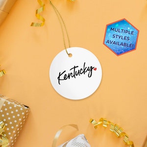 Kentucky Custom Christmas Ornament | Personalized KY Travel Souvenir | Vacation Decoration | Housewarming Gifts | Stocking Stuffers