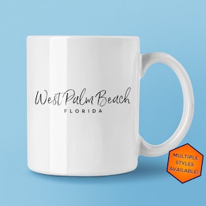 West Palm Beach Florida Custom Coffee Mug | Personalized West Palm Beach FL Souvenir | Travel Gift | Choose from White, Black, Two-Tone