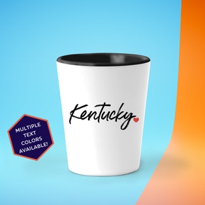 Kentucky Custom Shot Glass Set | Personalized KY Souvenir Barware | Vacation Travel Gifts | Bachelorette Party | Going Away Present