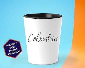 Colombia Custom Shot Glass Set | Personalized Colombia South America Souvenir Barware | Vacation Travel Gifts | Going Away Present