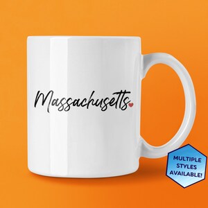 Massachusetts Custom Coffee Mug | Personalized MA Souvenir | Vacation Travel Gifts | Housewarming Gift | Choose from White, Black, Two-Tone