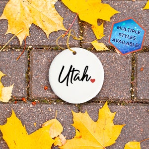 Utah Custom Christmas Ornament | Personalized UT Travel Souvenir | Vacation Decoration | Housewarming Gifts | Stocking Stuffers