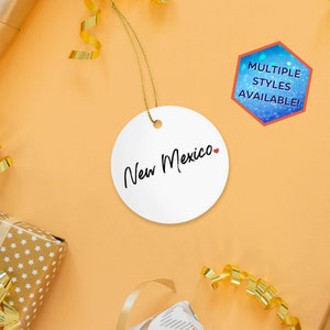 New Mexico Custom Christmas Ornament | Personalized NM Travel Souvenir | Vacation Decoration | Housewarming Gifts | Stocking Stuffers