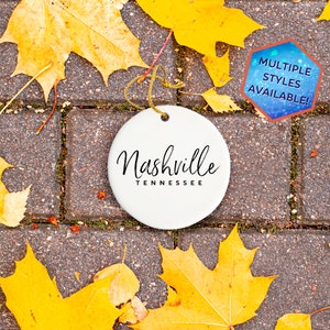 Nashville Tennessee Custom Christmas Ornament | Personalized Nashville TN Souvenir | Vacation Travel Decoration | Housewarming Gift