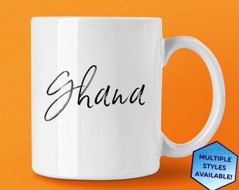 Ghana Custom Coffee Mug | Personalized Ghana Africa Souvenir | Vacation Travel Gifts | Choose from White, Black, Two-Tone