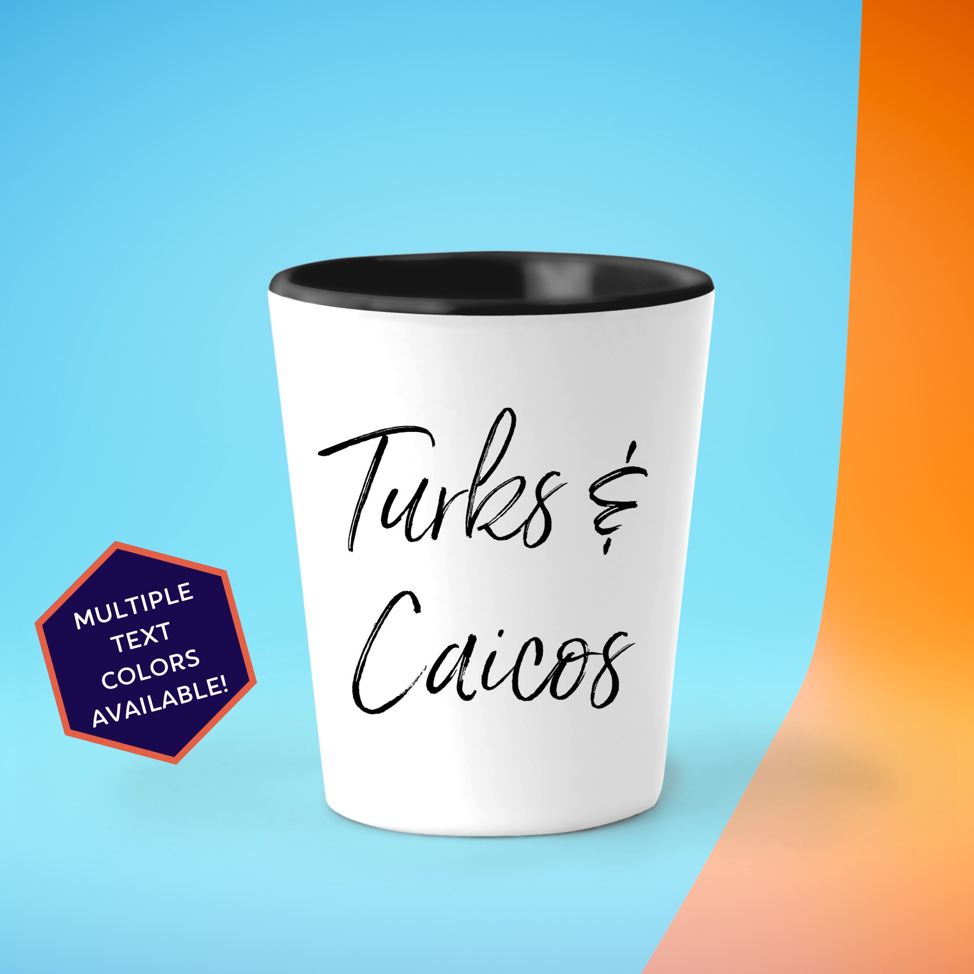 Turks and Caicos Custom Shot Glass Set | Personalized North America Souvenir Barware | Vacation Travel Gifts | Going Away Present