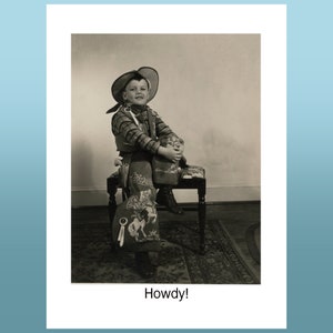 Birthday Cowboy Howdy Greeting Card Vintage Photo Digital Download Printable Card Blank Inside