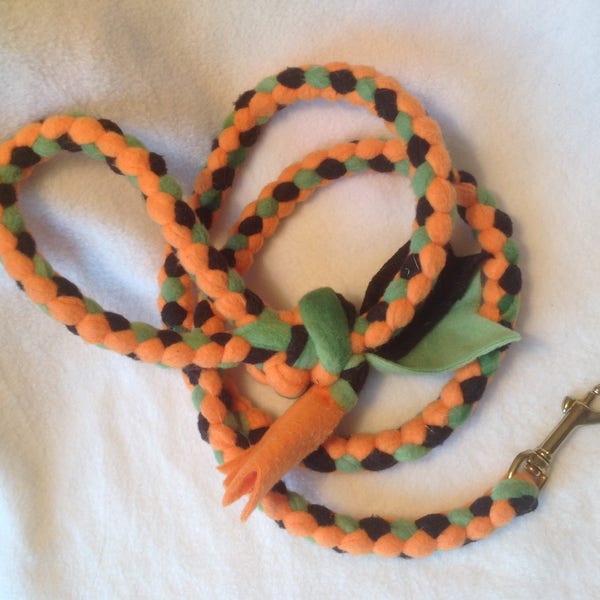 Orange, black & green braided fleece Lead- 5'