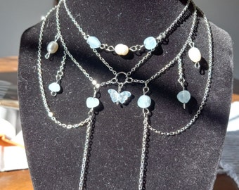 River Pearl & Aquamarine necklace