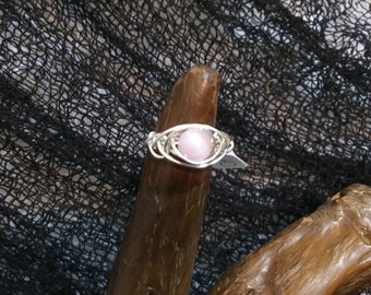 Charged Kunzite & Argentium Silver Ring