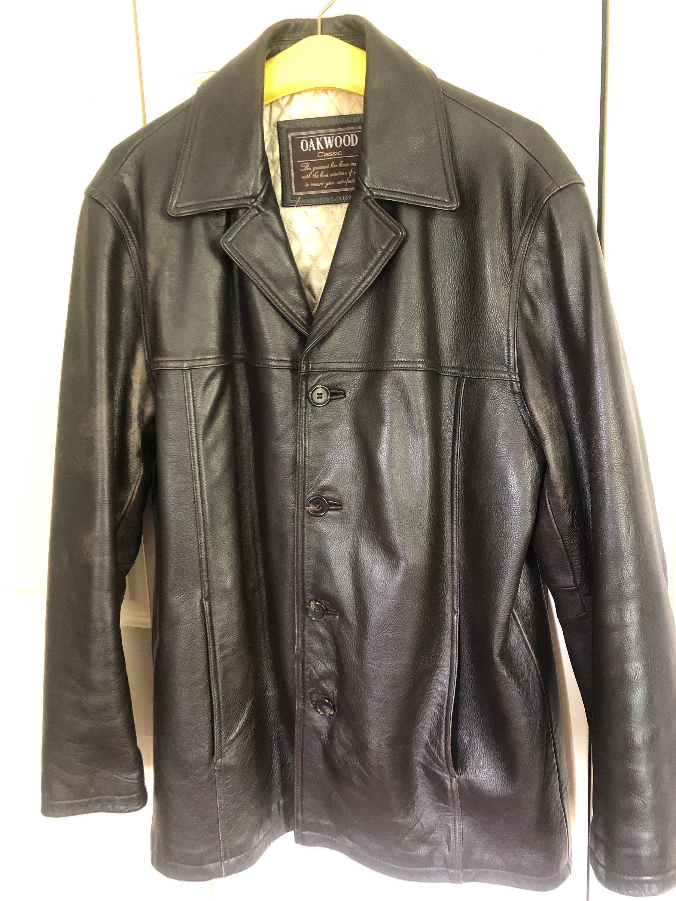 Mens Oakwood Leather Jacket Coat Sz S Black Nubuck Rough Heavy Thinsulate Vintage Classic Pakistan